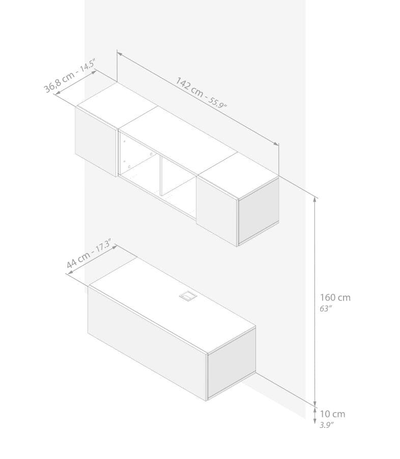 Модульная оборудованная стена установленная стеной в меламинированном Mobili Fiver Easy ARCH-00044646 - Вид №65