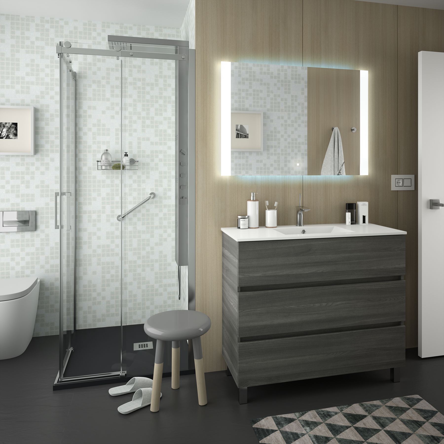 23255 SALGAR Мебель для умывальника FUSSION LINE 1000 ALSACIA с 3 ящиками 997 x 868 x 450 мм