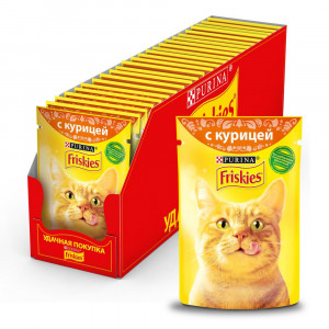 ПР0032271*24 Корм для кошек с курицей в подливе, пауч 85 г (упаковка - 24 шт) Friskies