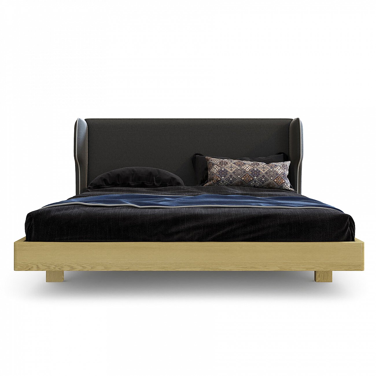 Кровать полутораспальная 140x200 темно-серая Rich BRAGIN DESIGN ДИЗАЙНЕРСКИЕ 256511 Бежевый;серый  - Вид №1