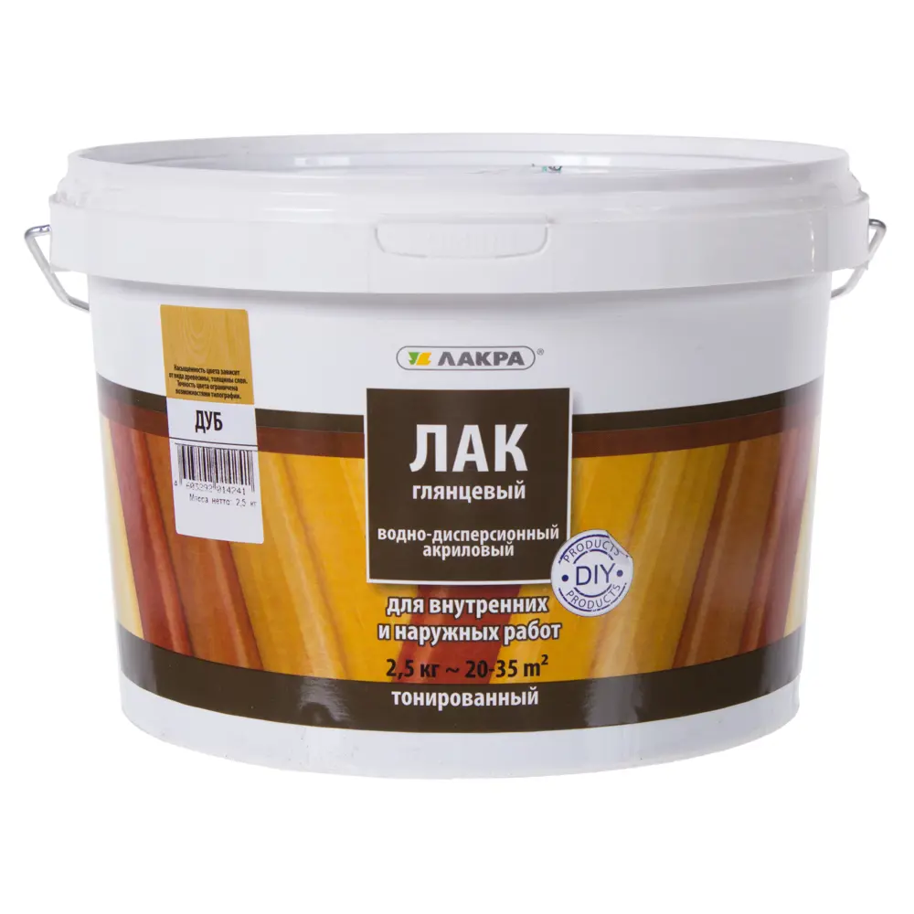 Лак тонированный водный цвета дуб 2.5 кг 12663012 STLM-2100417 ЛАКРА 