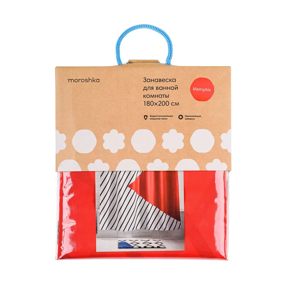 Штора для ванны Moroshka Memphis 180x200 см полиэстер цвет белый/красный STLM-2058758 - Вид №7