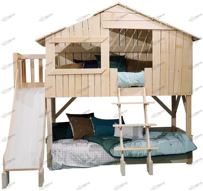 Mathy by Bols Кровать двухъярусная из липы с горкой и платформой Lits creatifs sun-id-1445753