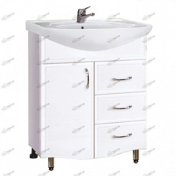 Тумба Венеция Эрика 65 12424 3 ящика.с раков. ERICA ERI65 1 отв. белый (S-UM-ERI65/1/2) VAKO 2323133