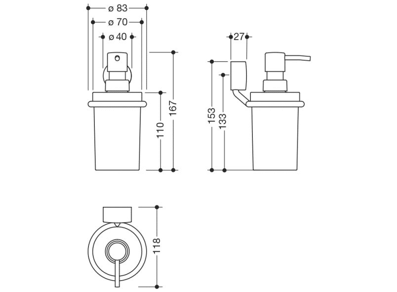 815.06.11145 Дозатор для мыла или дезинфицирующего средства с держателем HEWI Spenderprodukte  - Вид №1