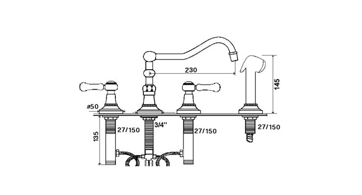 Смеситель для кухни на столешнице со съемным ручным душем rvb 1935 WOOD ARCH-00052941 - Вид №2