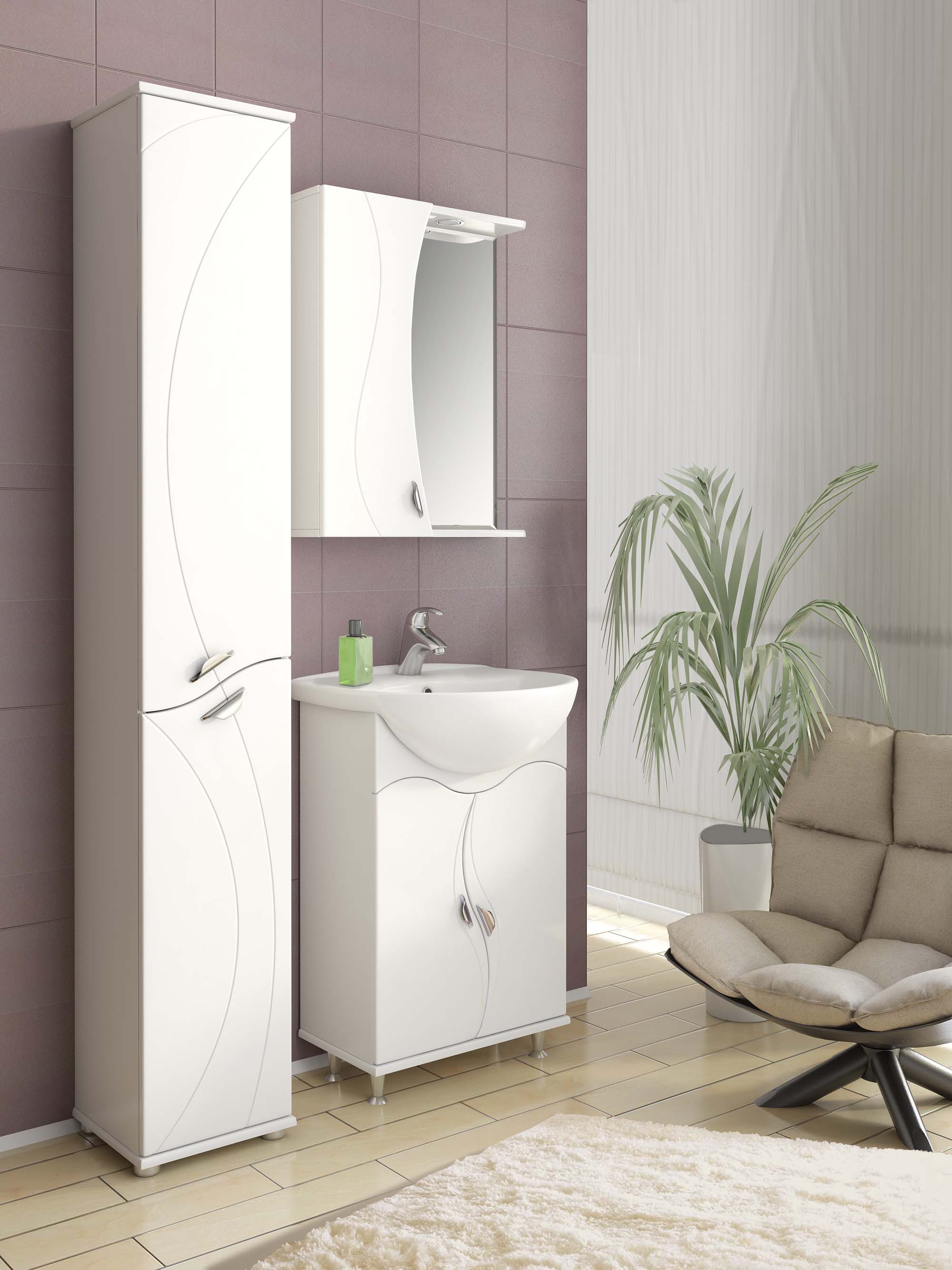 Зеркало Faina 550 левый, со спотом550⨉150⨉700 мм белый VIGO sun-id-664494 - Вид №2