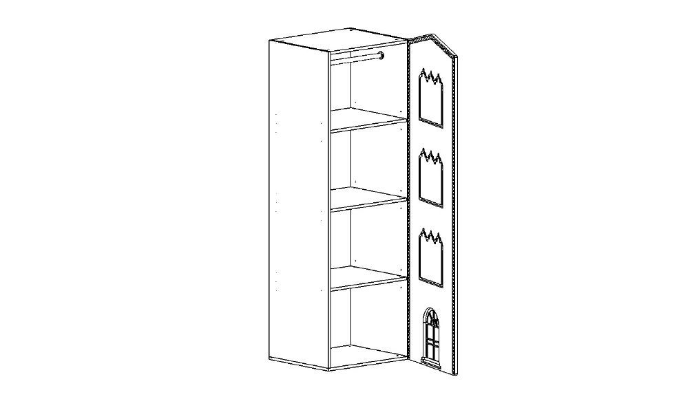 Шкаф детский однодверный левый "Венеция" МАНДАРИН ВЕНЕЦИЯ 178678 Белый Santreyd - Вид №3