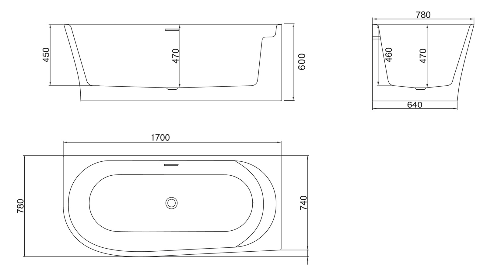 Акриловая ванна BelBagno BB410-1700-780-R  - Вид №2