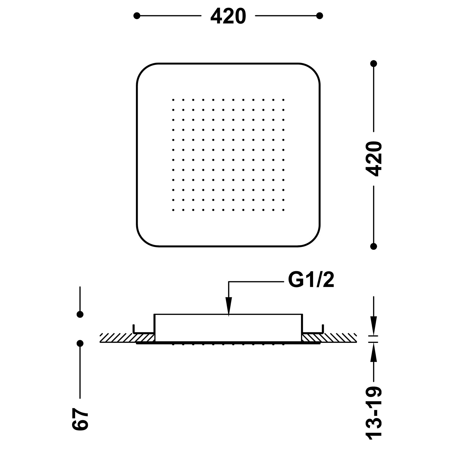 Скрытая потолочная насадка для душа-29951607AC TRES Showers - Вид №1