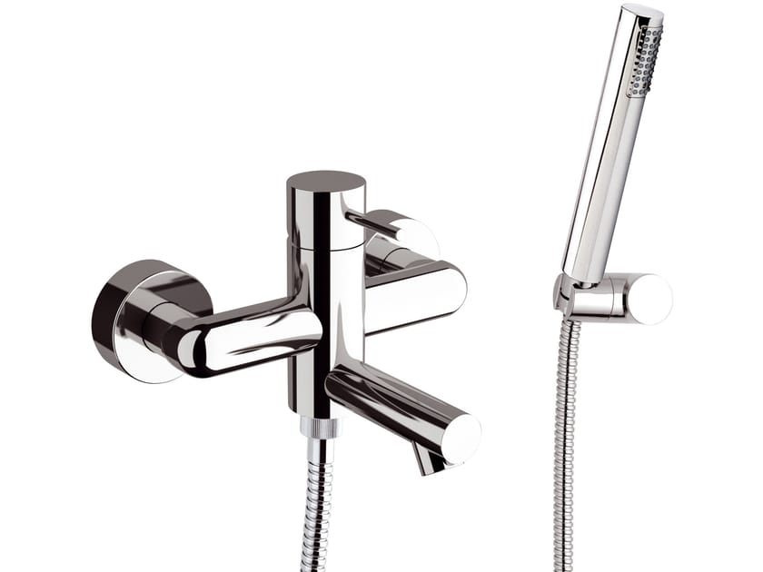 Латунный настенный набор для ванны с 2 отверстиями и ручным душем Rubinetterie Mariani Ultraminimal ARCH-00083979