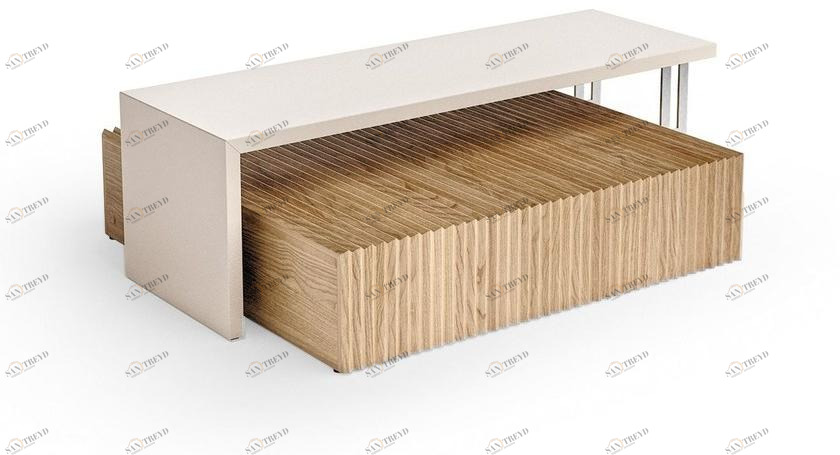 Caroti Низкий деревянный журнальный столик в современном стиле с подносом для гостиной Concept 125 bonseki bridge