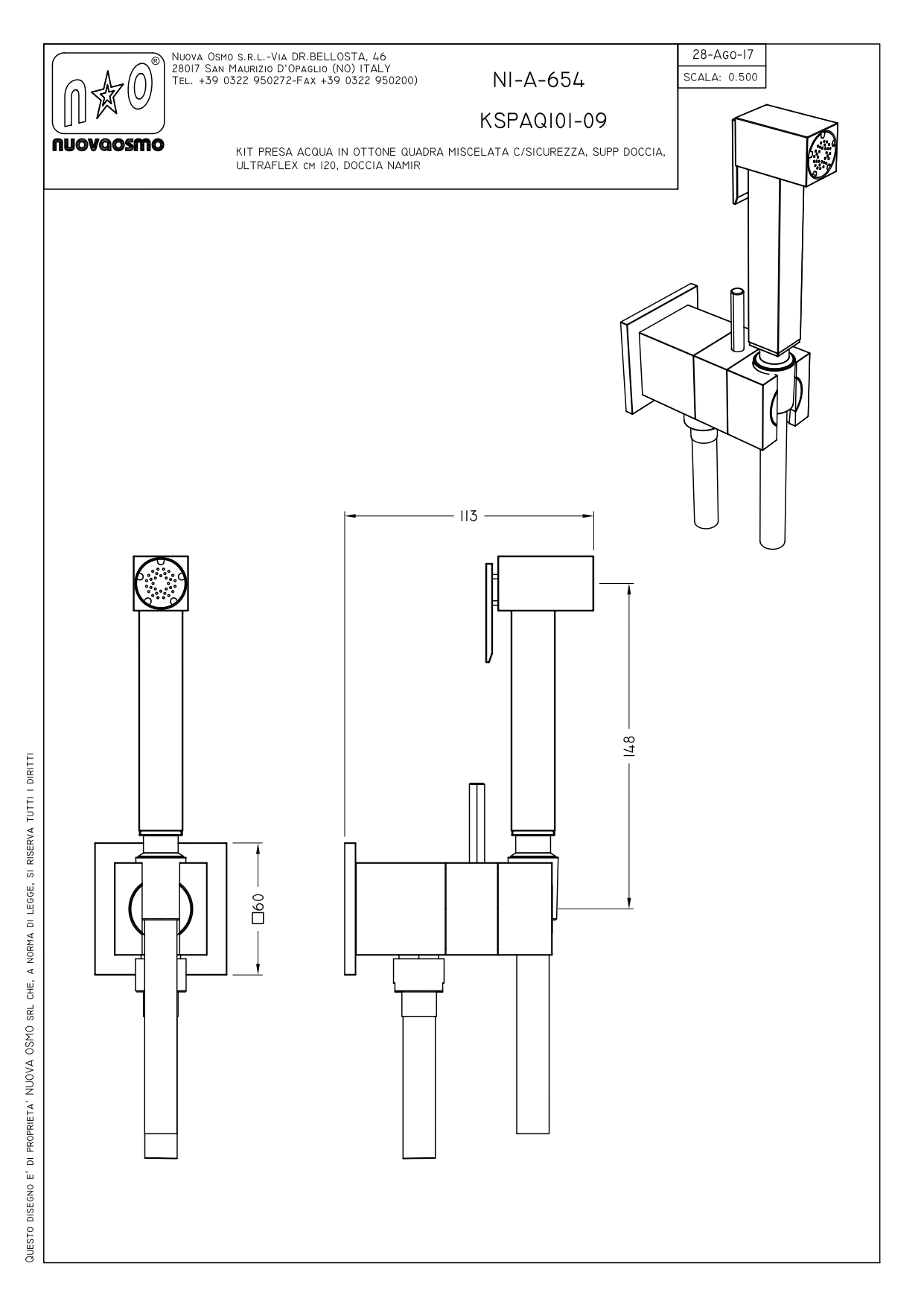 KSPAQ101-09CR Гигиенический душ со смесителем , хром Graffio Namir  - Вид №2