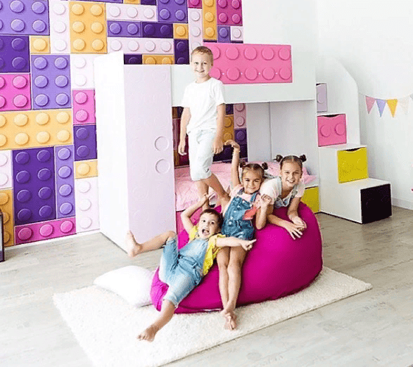 Кровать подростковая двухъярусная с дополнительным спальным местом правая "Леголенд" МАНДАРИН ЛЕГОЛЕНД 178718 Разноцветный;белый;розовый Santreyd  - Вид №4