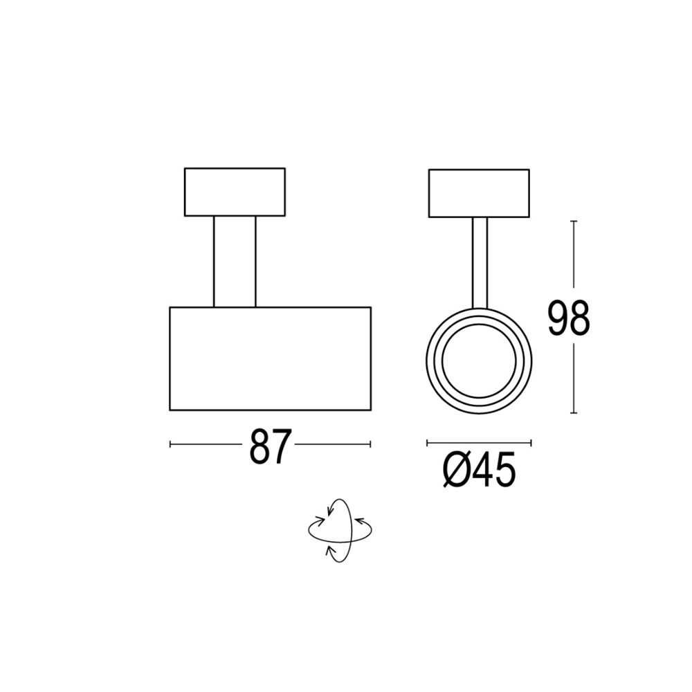 Point Evo 0W 1L Ghidini Point Evo Wall / Ceiling .01 Белый (Матовый)  - Вид №1