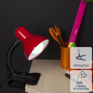 Настольная лампа с прищепкой TDM Electric SQ0337-0127, цвет черный/бордовый