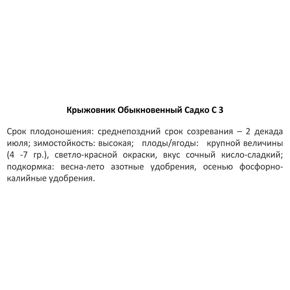 Крыжовник обыкновенный Садко ø15 h45 см 84659532 STLM-2006756 PLANTMARKET  - Вид №3