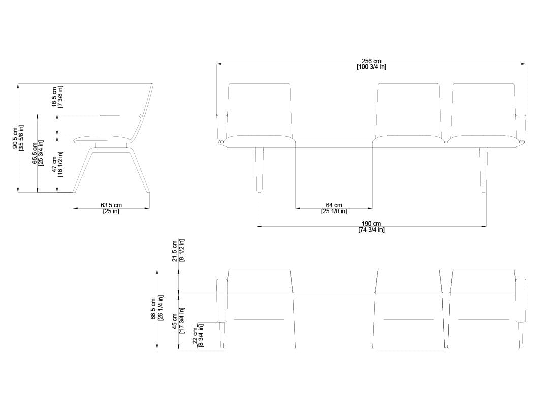 3-местный стул для ожидания с журнальным столиком Arper Pausit ARCH-00134682 - Вид №5
