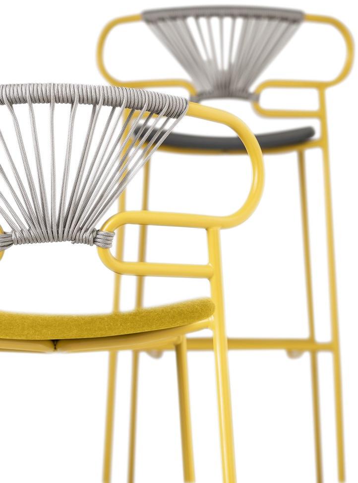 TrabA' Металлический табурет со встроенной подушкой со спинкой Genoa 0049met-cross-pu-imb - Вид №2