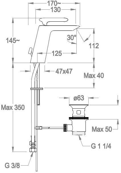 Fir Italia Смеситель для раковины / биде, монтируемый на террасе Dynamica 88 8815315 - Вид №1