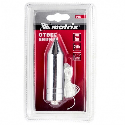 Отвес цилиндрический 400 гр шнур 5 метр Matrix 12641 - Вид №2