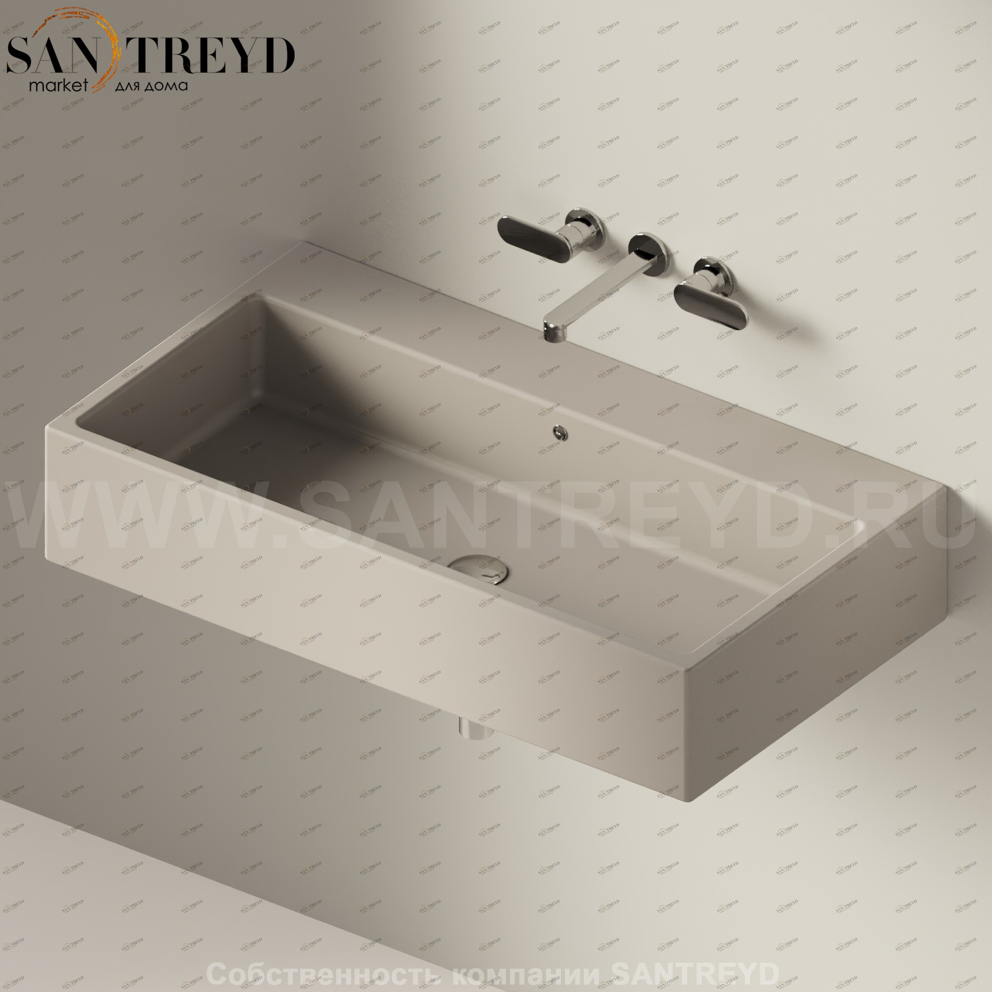 5051.1019 Подвесная раковина настенная прямоугольная Ceramica Flaminia Acquagrande серая