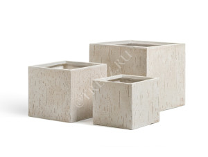 41.1016-0008-CRS-30 Кашпо  ERGO - серия Cork - Куб - Белый песок Цветочная коллекция