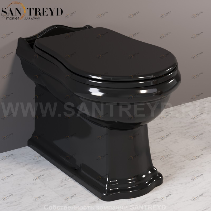 101604 Приставной унитаз напольный Черный Kerasan RETRO Италия