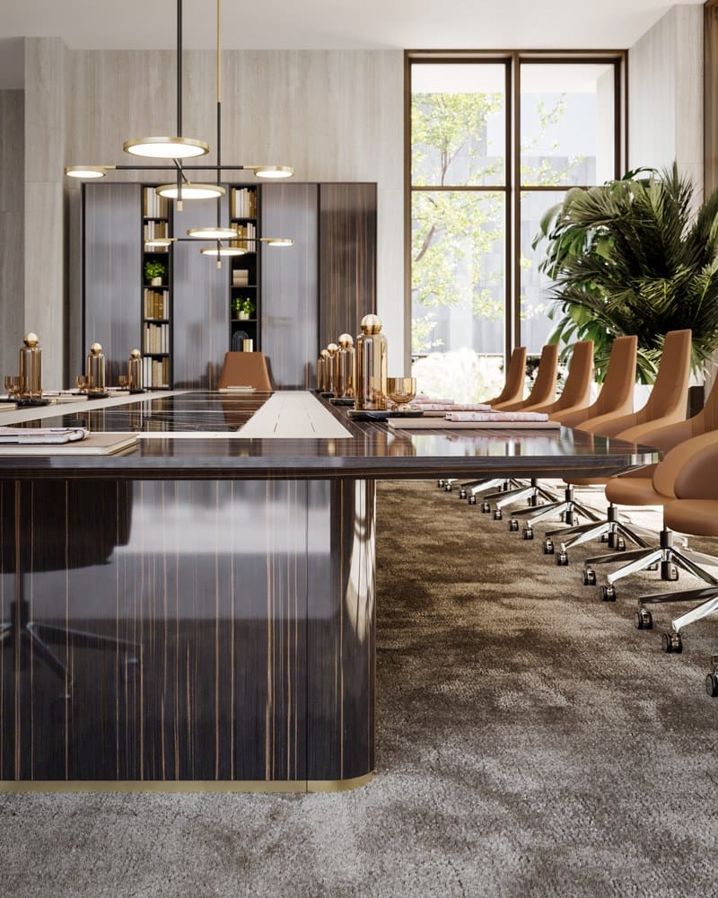 Прямоугольный стол для встреч из черного дерева и мраморной столешницы PROF Bespoke ARCH-00041592 - Вид №3