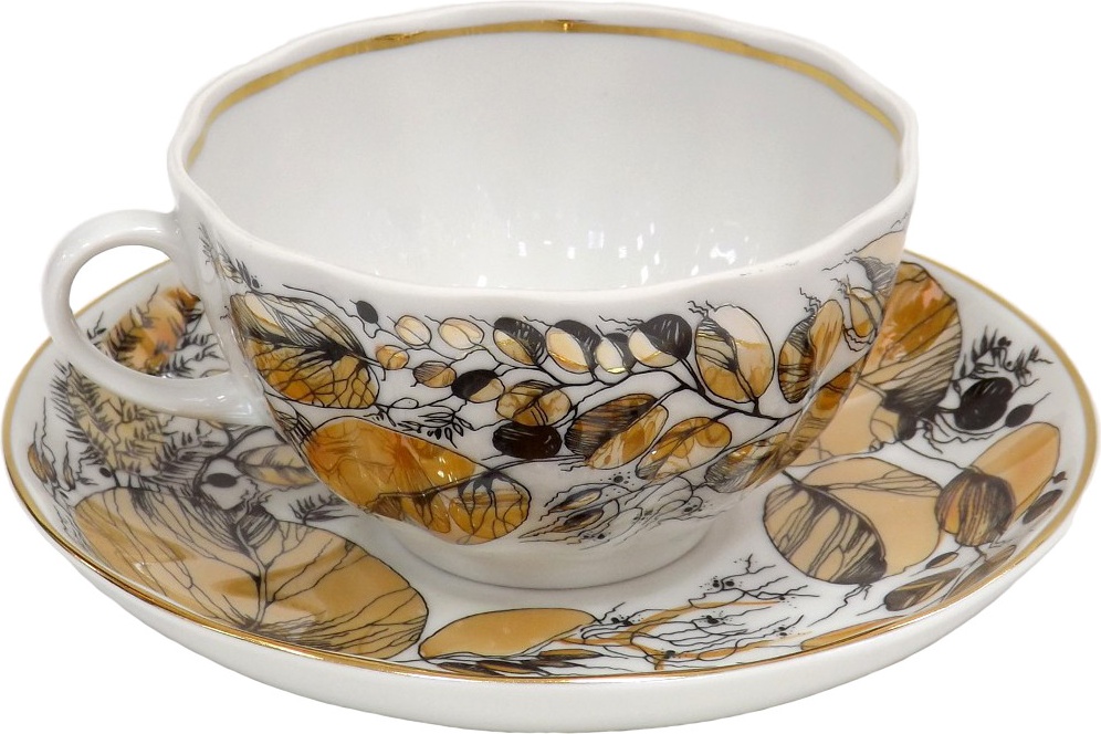 94060 Императорский фарфоровый завод Чашка чайная с блюдцем "Мой сад" "Тюльпан" (отв.) Фарфор твердый 