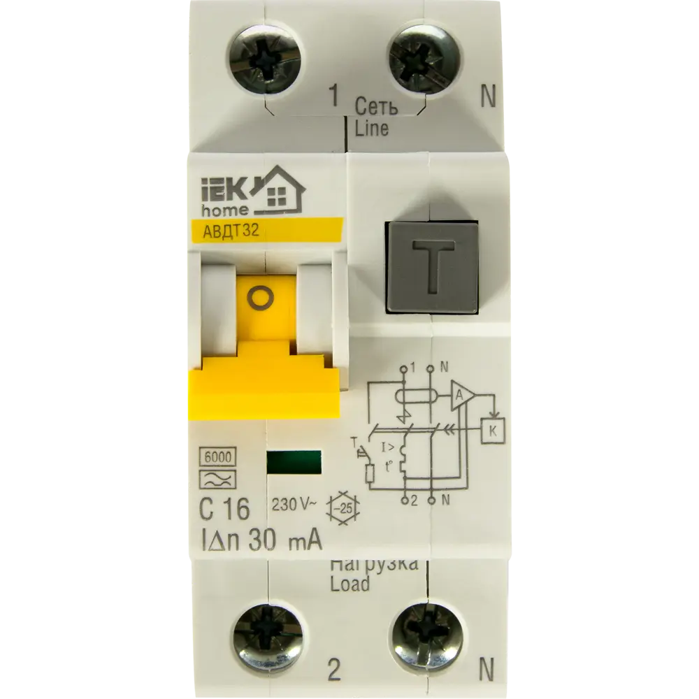 Дифференциальный автомат IEK Home 32 C16 с защитой от утечек тока 18072512 STLM-1114348 - Вид №1