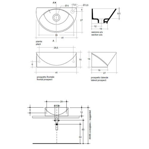 41894 Подвесная раковина настенная овальная   белая Santreyd  - Вид №1