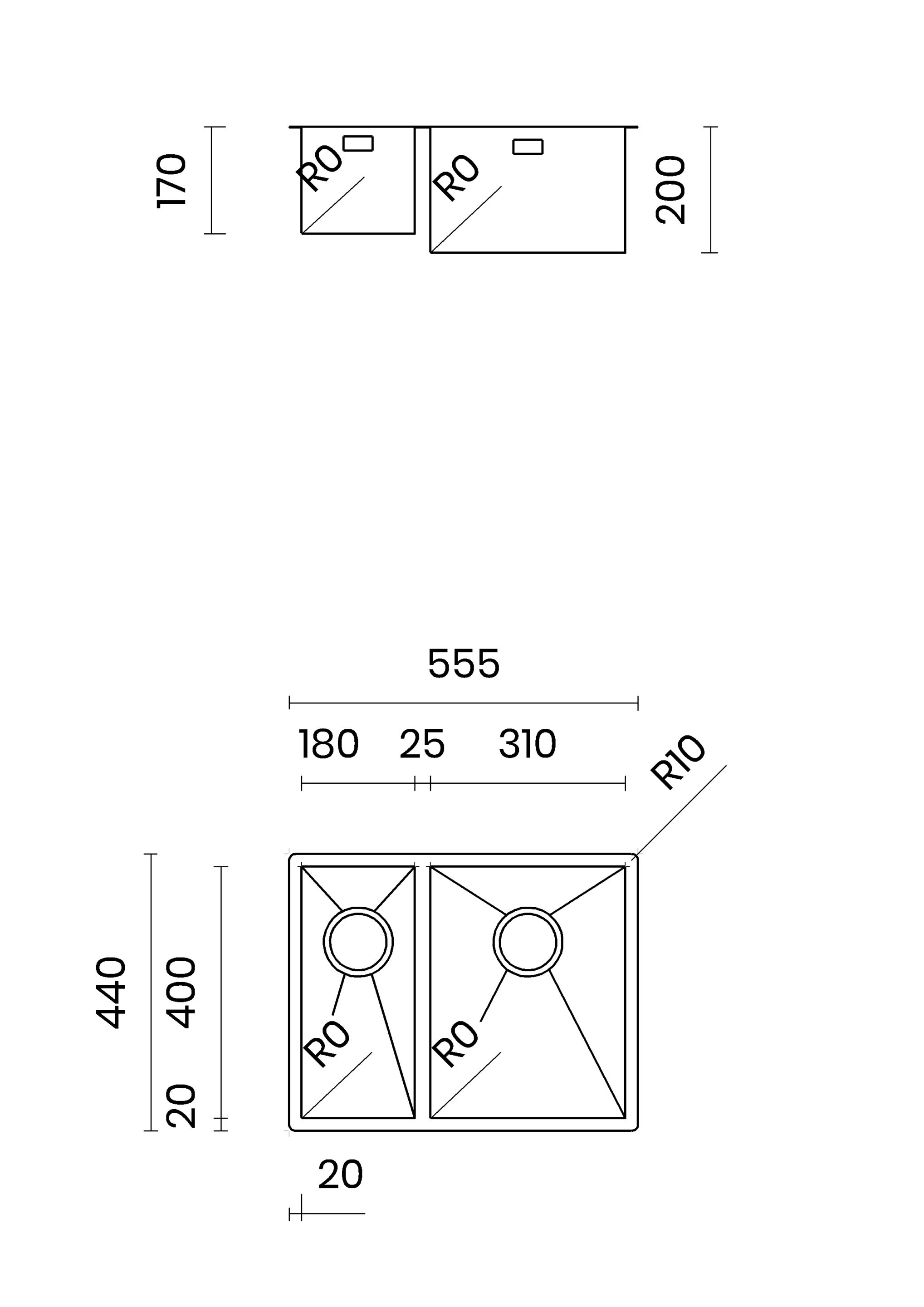 Раковина из нержавеющей стали с одной и половиной ванны TASCA нулевой радиус ARCH-00006469 - Вид №1