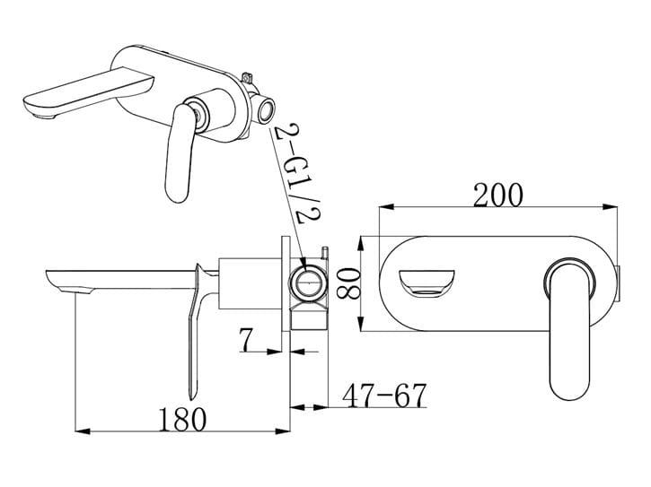 Настенный смеситель для раковины Fontana Showers блеск ARCH-00117318 - Вид №2