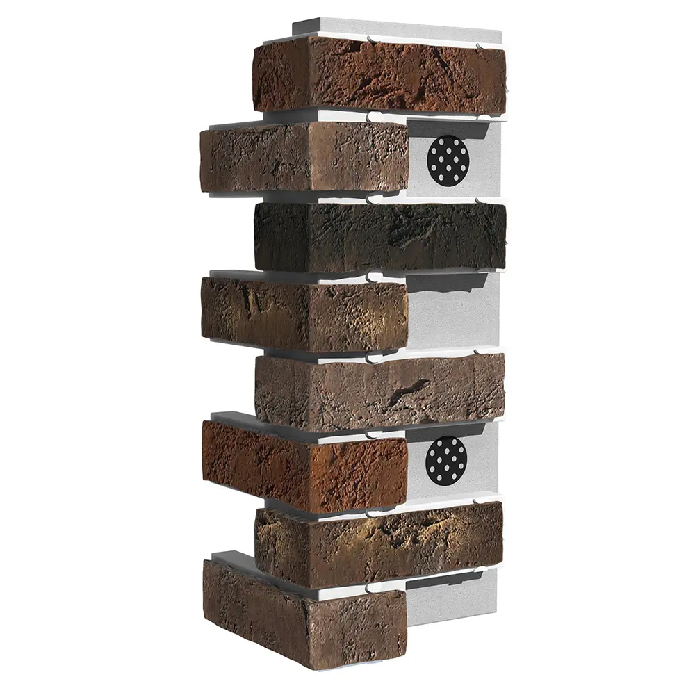 Термопанель угловая White Hills Лондон брик 652x370/350 мм кофейный 0.645 м² STLM-2013631