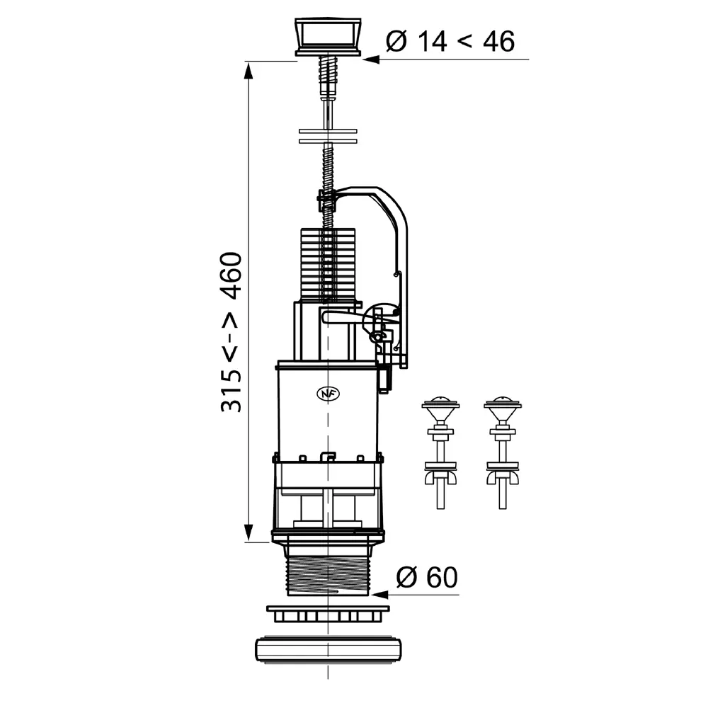 Арматура однокнопочная Wirquin MP с боковой подводкой STLM-2078749 - Вид №4
