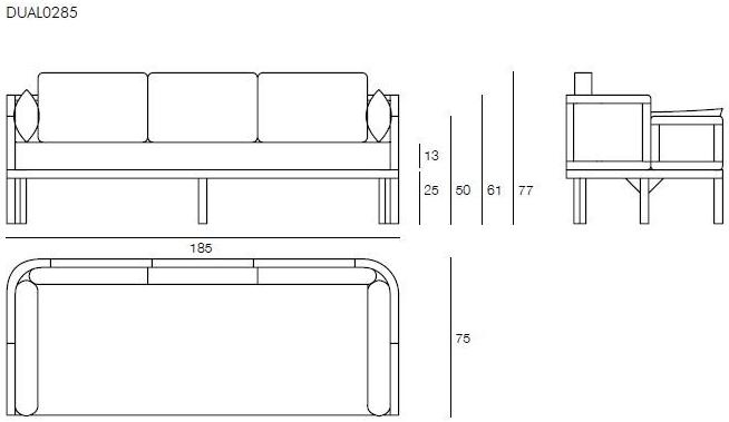 Il Giardino di Legno 3-х местный тканевый садовый диван Dual Dual0285 - Вид №2