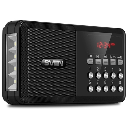 SV-016845 ps -60, черный (3 вт, fm-тюнер, usb, microsd, led-дисплей, фонарь, 3xaa, 600ма*ч) Sven Santreyd  - Вид №4