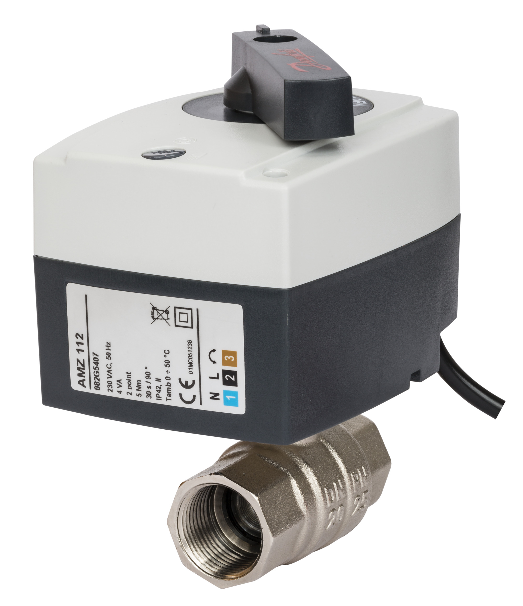Danfoss Клапаны двухпозиционные шаровые с электроприводом AMZ 112 — проходной, AMZ 113 — трехходовой AMZ 112 кран шар 2х поз Ду32 э/п 230В 082G5409  - Вид №1