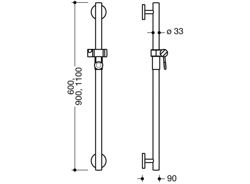950.33.11051 Душевая штанга теплое прикосновение HEWI Greifen  - Вид №6