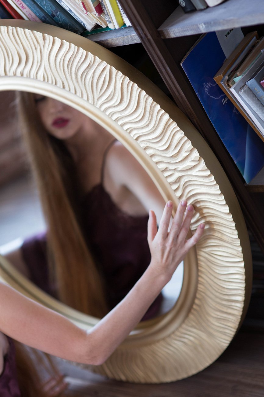 Золотое зеркало круглое настенное FASHION WAVE IN SHAPE FASHION 00-3860141 Золото - Вид №2