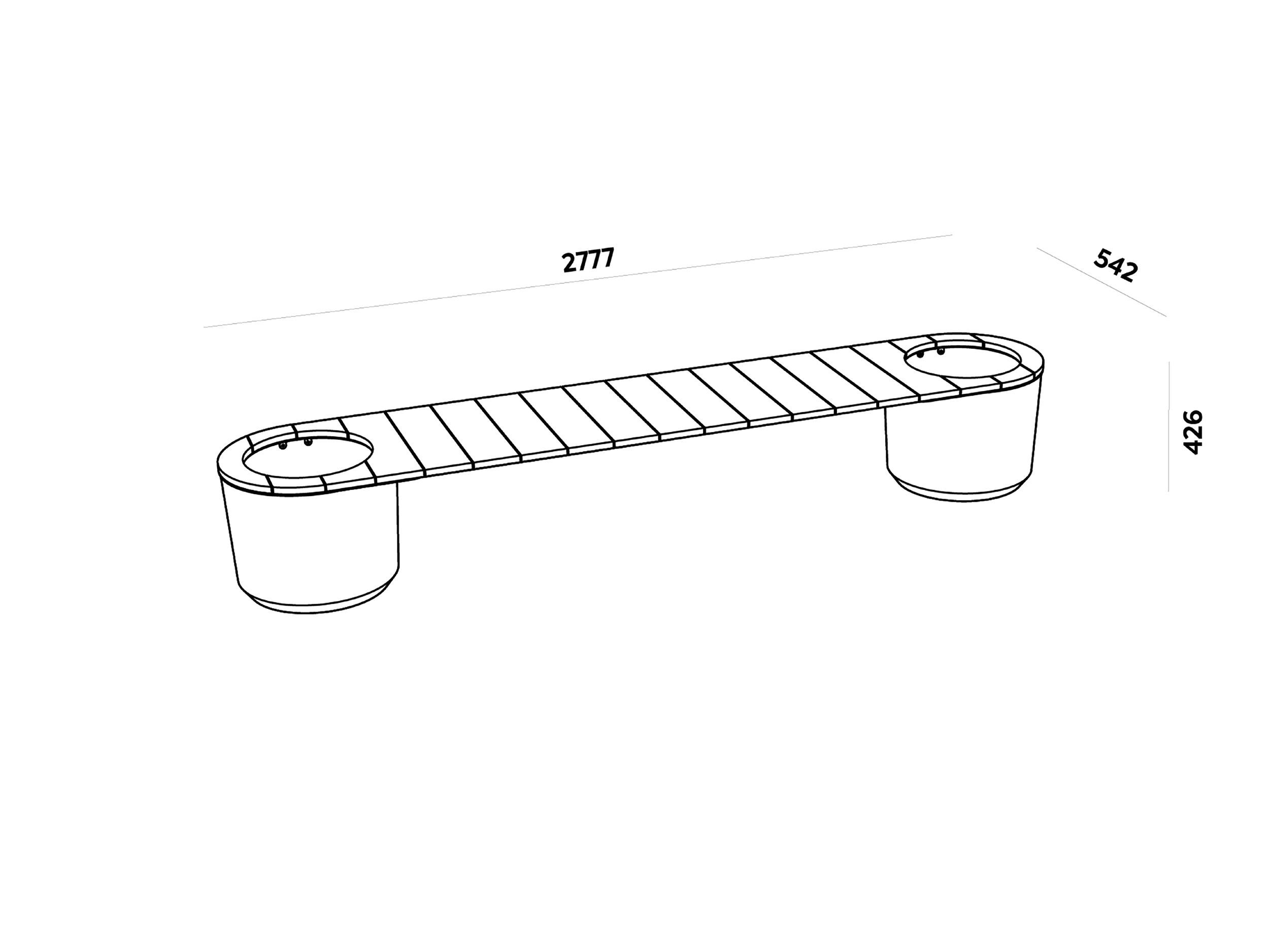 Бетонная скамейка со встроенным плантатором Betoni Simple Benches ARCH-00108300 - Вид №5