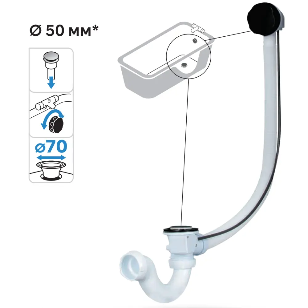 Слив-перелив EQUATION для ванны с защитой от переполнения 85983929 STLM-0066086 - Вид №2