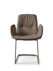 Кожаный мягкий консольный стул с подлокотниками