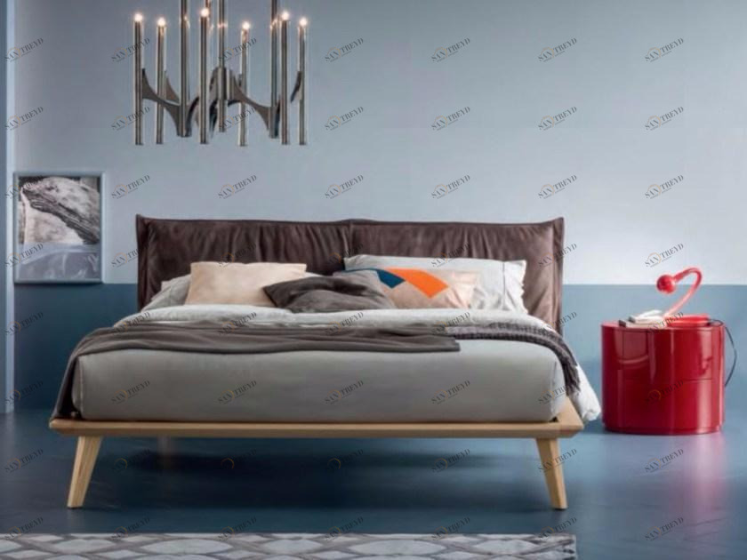 Dall'Agnese Двуспальная кровать из дуба с мягким изголовьем Letti imbottiti sun-id-1403868