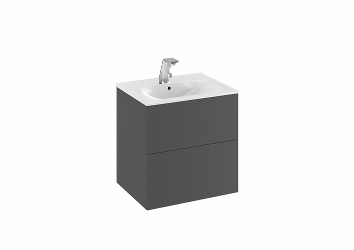 9751372111 IDO Elegant напольная тумба под умывальник, с двумя ящиками, Ш = 900 мм, Ш1 = 910 мм, матовый черный - Вид №3