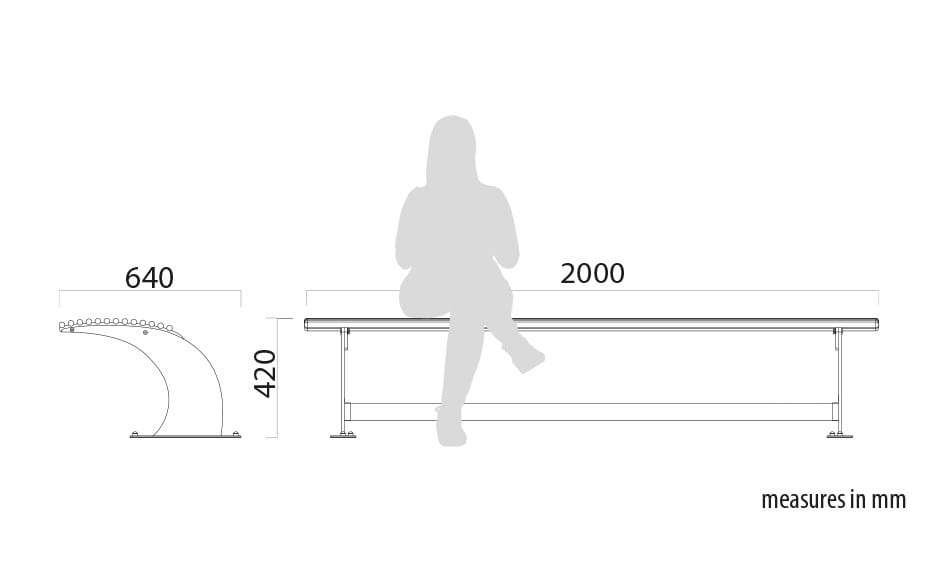 Оцинкованная стальная скамья без спинки Lazzari Gallipoli ARCH-00152008 - Вид №3
