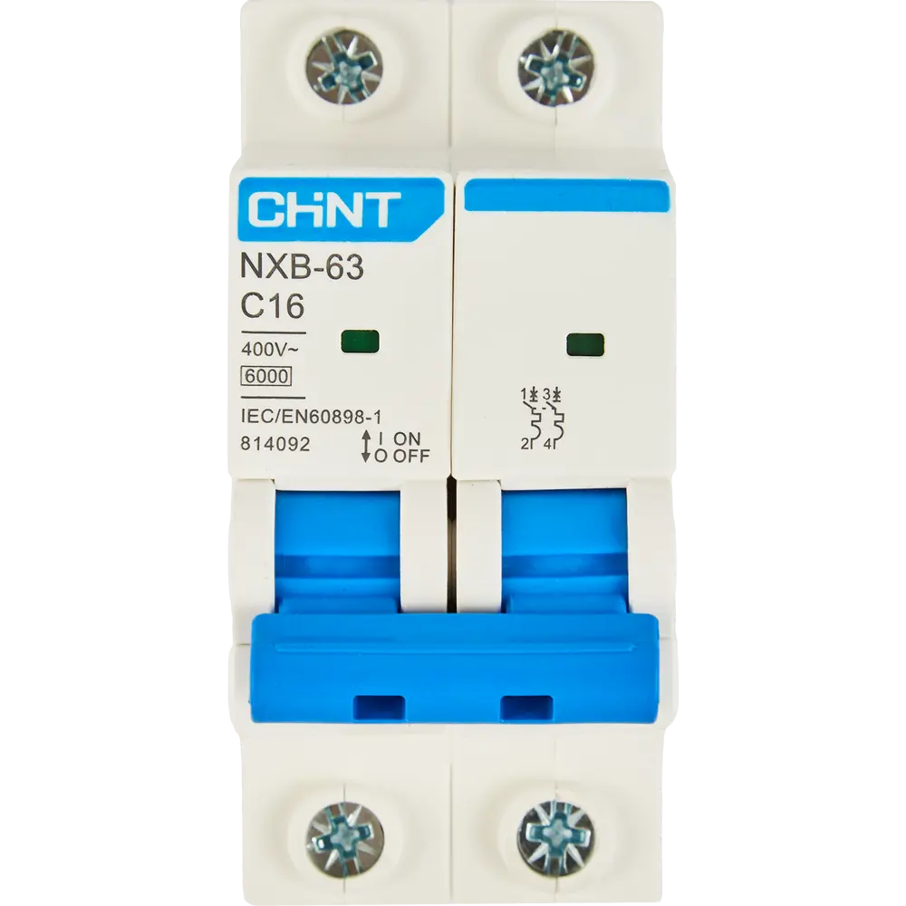 Автоматический выключатель CHINT NXB-63S 2P C16 А 6 кА 85683451 STLM-2080821  - Вид №1