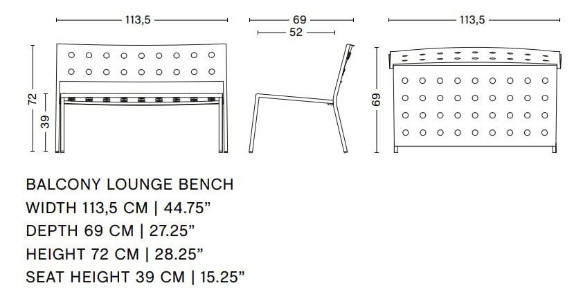 Стальная садовая скамейка с порошковым покрытием со спинкой Hay балкон ARCH-00041093 - Вид №6