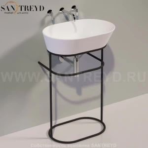 Консоль напольная под раковину WAVE овальная черная